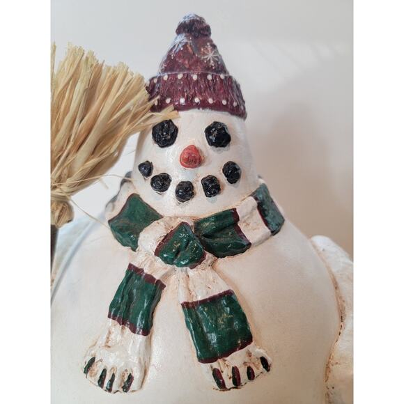 Snowman Gourd Folk Art Figurine 1988 Enesco Vicki Thomas Signed "Read" - Picture 4 of 13